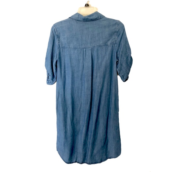 Chelsea & Theodore women Dress Sm Lyocell soft chambray denim sleeves pockets - Picture 2 of 8